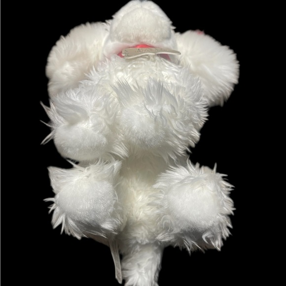 FAO Schwarz White Plush Poodle Dog Stuffed Animal with Red Bows – 10” Toy - Picture 7 of 8